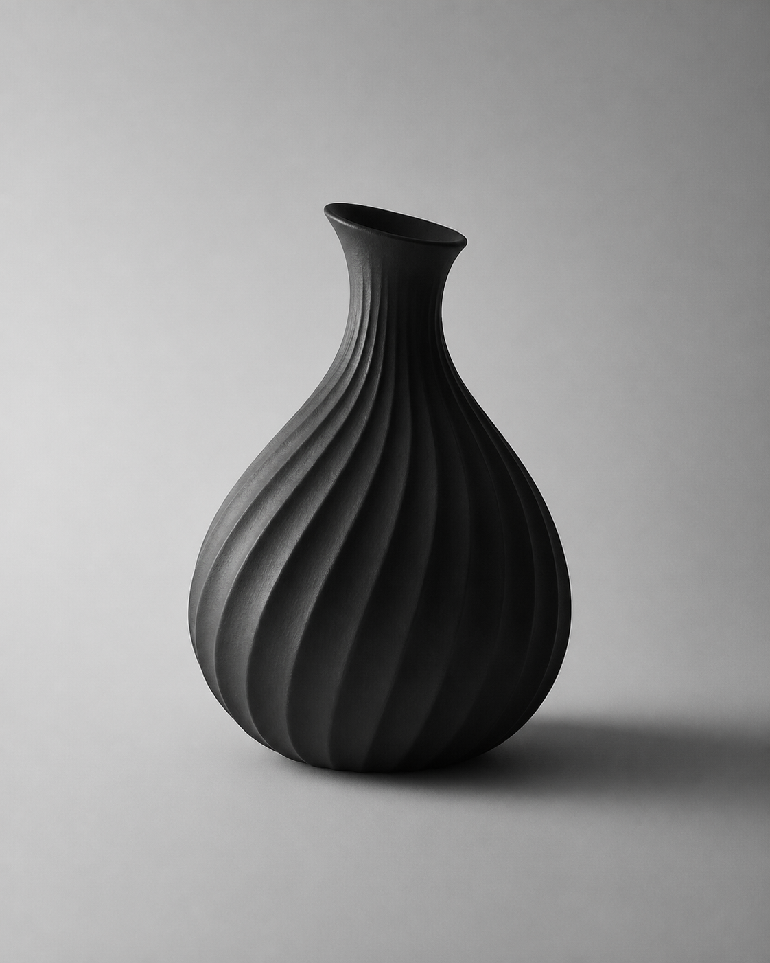 Kairo Index — sculptural black ceramic vase, monochrome